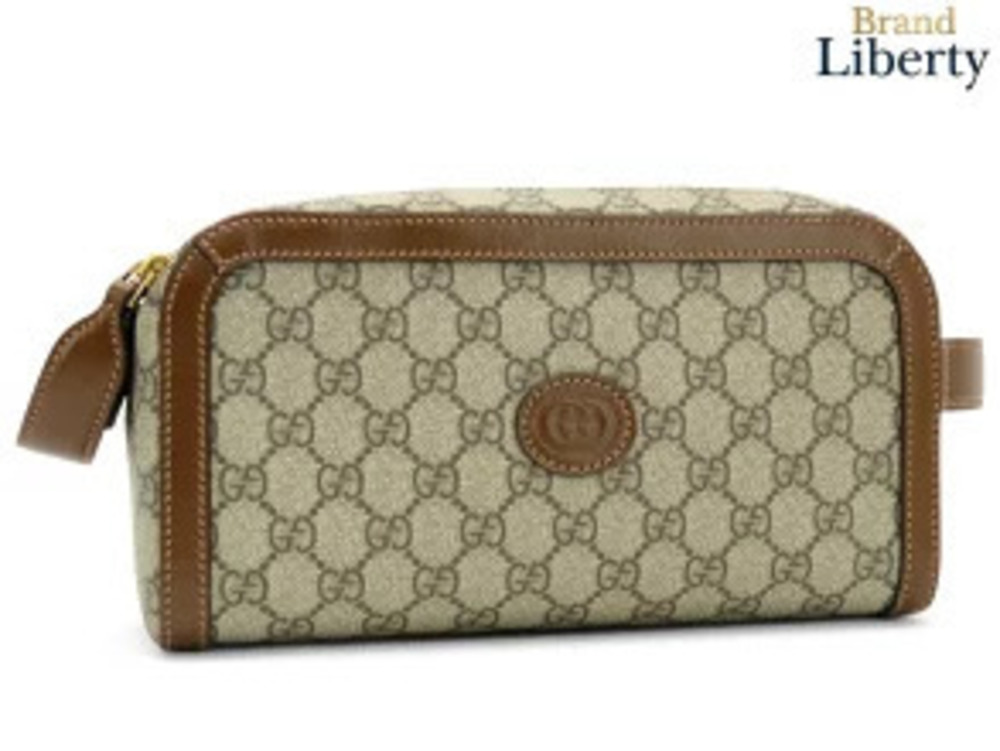 Gucci GG Supreme Interlocking GG Shoulder Bag Clutch Handbag Toiletry Case Pouch